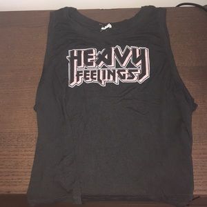 black muscle tee with printed logo